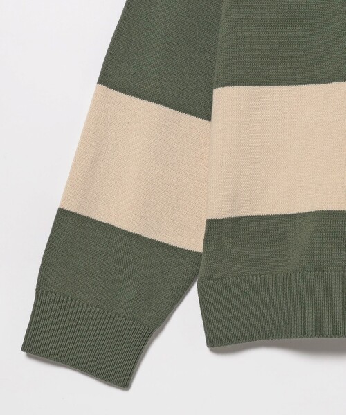BEAMS（ビームス）の「BEAMS / 7ゲージ ボーダー ラガー ニットポロシャツ（ポロシャツ・メンズ・オリーブ/ブラウン・M/L/XL/S）」の14枚目の写真