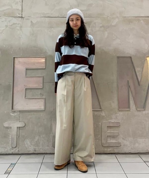 BEAMS（ビームス）の「BEAMS / 7ゲージ ボーダー ラガー ニットポロシャツ（ポロシャツ・メンズ・オリーブ/ブラウン・M/L/XL/S）」の15枚目の写真