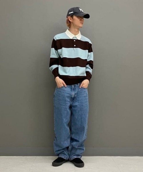 BEAMS（ビームス）の「BEAMS / 7ゲージ ボーダー ラガー ニットポロシャツ（ポロシャツ・メンズ・オリーブ/ブラウン・M/L/XL/S）」の20枚目の写真