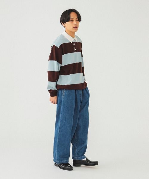 BEAMS（ビームス）の「BEAMS / 7ゲージ ボーダー ラガー ニットポロシャツ（ポロシャツ・メンズ・オリーブ/ブラウン・M/L/XL/S）」の21枚目の写真