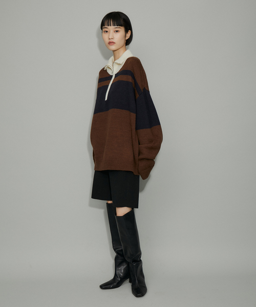 ADAM ET ROPE'（アダムエロペ）の「【WEB限定】カラーブロックオーバーニットプルオーバー / ユニセックス（ニット/セーター・メンズ・チャコールグレー/ブラウン系その他・FREE）」の12枚目の写真