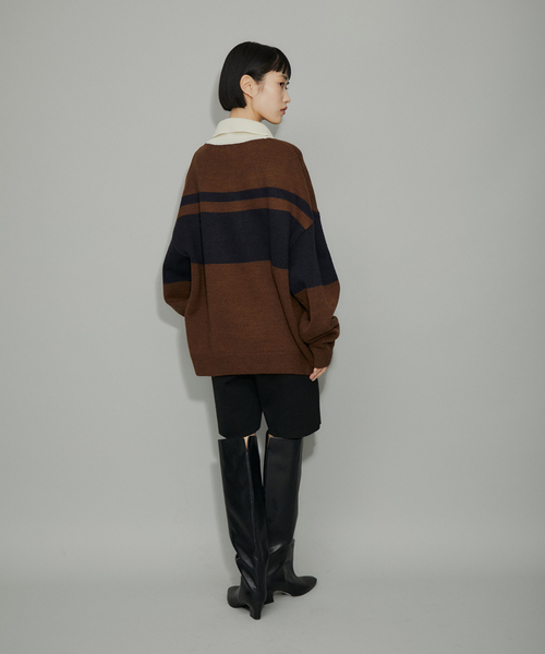ADAM ET ROPE'（アダムエロペ）の「【WEB限定】カラーブロックオーバーニットプルオーバー / ユニセックス（ニット/セーター・メンズ・チャコールグレー/ブラウン系その他・FREE）」の14枚目の写真