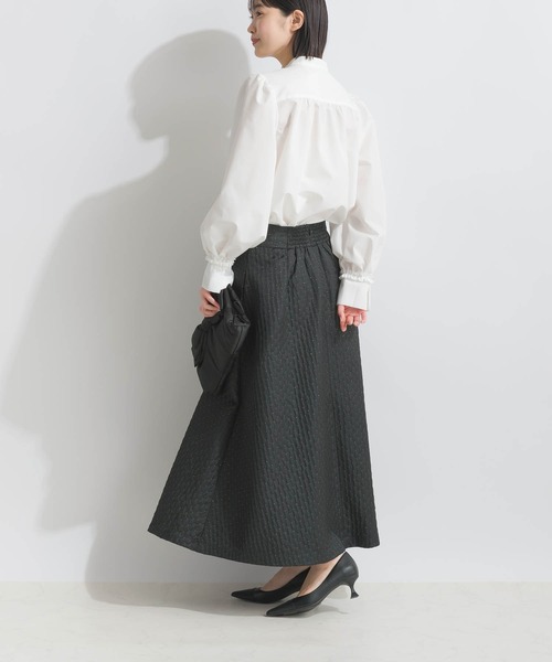 PICCIN（ピッチン）の「タック袖フリルブラウス（シャツ/ブラウス・レディース・オフホワイト/ブラック・M）」の4枚目の写真