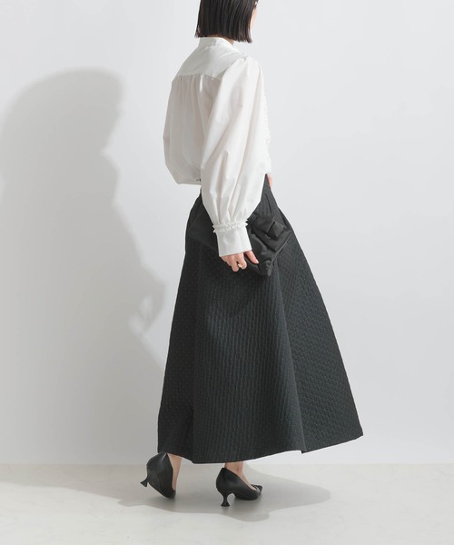 PICCIN（ピッチン）の「タック袖フリルブラウス（シャツ/ブラウス・レディース・オフホワイト/ブラック・M）」の5枚目の写真