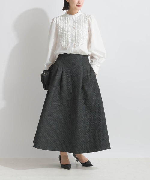 PICCIN（ピッチン）の「タック袖フリルブラウス（シャツ/ブラウス・レディース・オフホワイト/ブラック・M）」の6枚目の写真