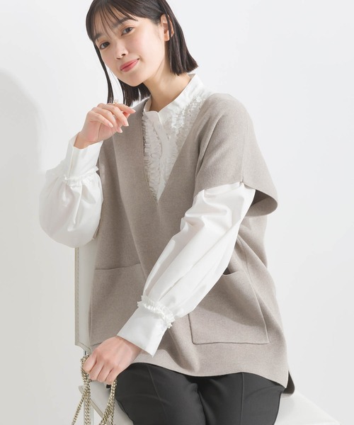 PICCIN（ピッチン）の「タック袖フリルブラウス（シャツ/ブラウス・レディース・オフホワイト/ブラック・M）」の11枚目の写真