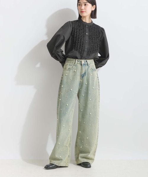 PICCIN（ピッチン）の「タック袖フリルブラウス（シャツ/ブラウス・レディース・オフホワイト/ブラック・M）」の16枚目の写真