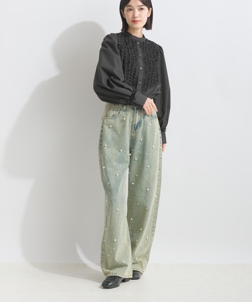 PICCIN（ピッチン）の「タック袖フリルブラウス（シャツ/ブラウス・レディース・オフホワイト/ブラック・M）」の19枚目の写真