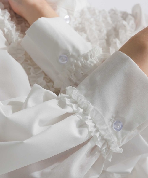PICCIN（ピッチン）の「タック袖フリルブラウス（シャツ/ブラウス・レディース・オフホワイト/ブラック・M）」の20枚目の写真