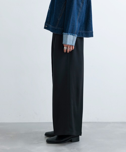 JUNRED（ジュンレッド）の「セットアップ対応 / ドレープダブルクロスマキシフレアパンツ（スラックス・メンズ・ブラック/ミント/グリーン系その他2・L/M/S）」の14枚目の写真