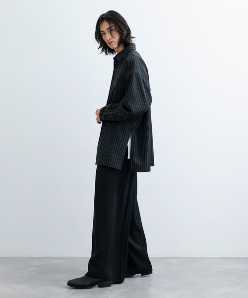 JUNRED（ジュンレッド）の「セットアップ対応 / ドレープダブルクロスマキシフレアパンツ（スラックス・メンズ・ブラック/ミント/グリーン系その他2・L/M/S）」の18枚目の写真