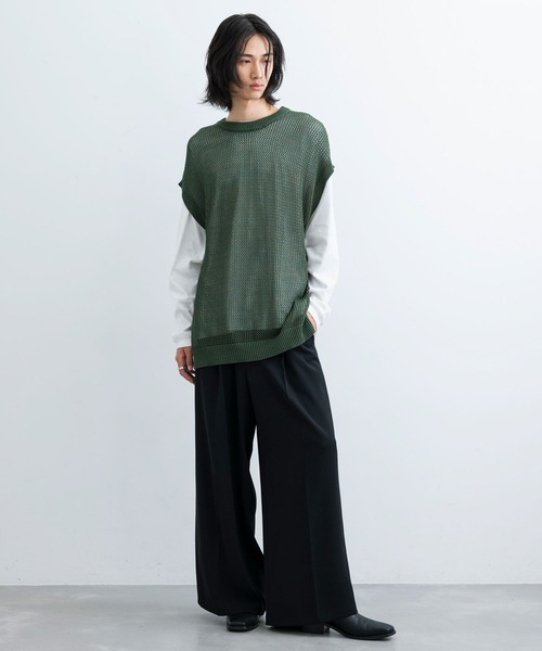 JUNRED（ジュンレッド）の「セットアップ対応 / ドレープダブルクロスマキシフレアパンツ（スラックス・メンズ・ブラック/ミント/グリーン系その他2・L/M/S）」の19枚目の写真