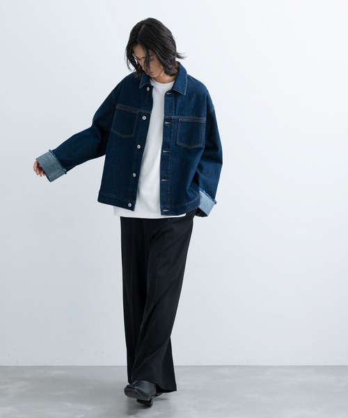 JUNRED（ジュンレッド）の「セットアップ対応 / ドレープダブルクロスマキシフレアパンツ（スラックス・メンズ・ブラック/ミント/グリーン系その他2・L/M/S）」の20枚目の写真