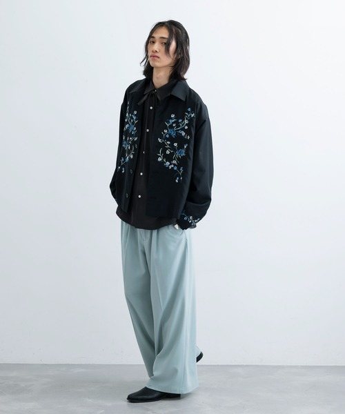 JUNRED（ジュンレッド）の「セットアップ対応 / ドレープダブルクロスマキシフレアパンツ（スラックス・メンズ・ブラック/ミント/グリーン系その他2・L/M/S）」の22枚目の写真