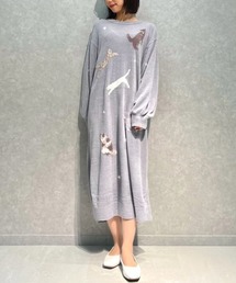 gelato pique（ジェラートピケ）の「ねこジャガード総柄ワンピース（ルームワンピース）」