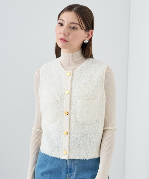 3/22限定価格アナイ　ANAYI ニット モールコンビクルーネックジレ ANAYI（アナイ）の「モールコンビクルーネックジレ（その他アウター