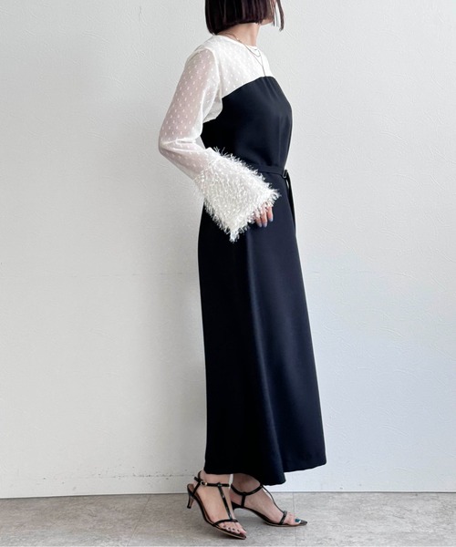 Eimee Law(エイミーロウ)の「フレアーカフスセミオケドレス(ワンピース・レディース・アイボリー/ブラック・38)」の6枚目の写真