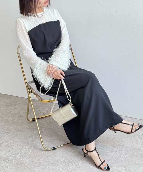 Eimee Law(エイミーロウ)の「フレアーカフスセミオケドレス(ワンピース・レディース・アイボリー/ブラック・38)」の7枚目の写真