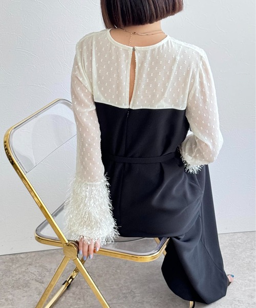 Eimee Law(エイミーロウ)の「フレアーカフスセミオケドレス(ワンピース・レディース・アイボリー/ブラック・38)」の9枚目の写真