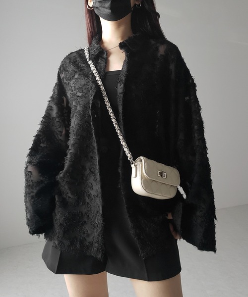 me+em select（ミームセレクト）の「※※【 ４color 】フラワージャガードフリンジシアーシャツ（シャツ/ブラウス・レディース・ピンク/ブラック/アイボリー/グレー・FREE）」の22枚目の写真