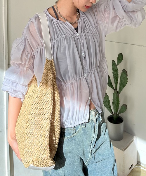 Jewelobe(ジュエローブ)の「ポーチセットシンセティックレザー×ストローメッシュショルダーバック(ショルダーバッグ・レディース・オフホワイト/ブラック/ブラウン・FREE)」の5枚目の写真