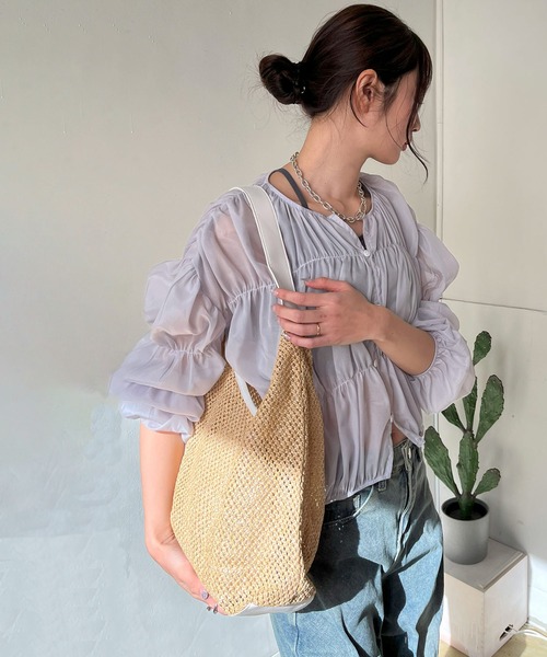 Jewelobe(ジュエローブ)の「ポーチセットシンセティックレザー×ストローメッシュショルダーバック(ショルダーバッグ・レディース・オフホワイト/ブラック/ブラウン・FREE)」の6枚目の写真