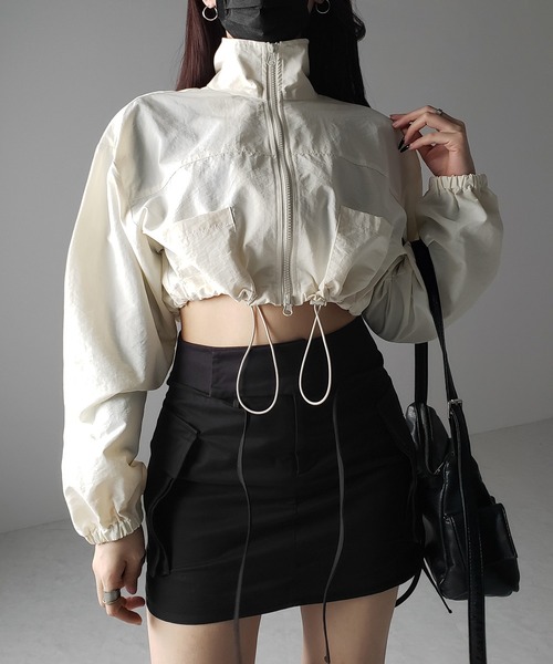 セール】【 裾が絞れる2WAY ／ 2color 】ダブルジップスタンドカラー