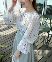 couture brooch | ハートネックドットブラウス(シャツ/ブラウス)