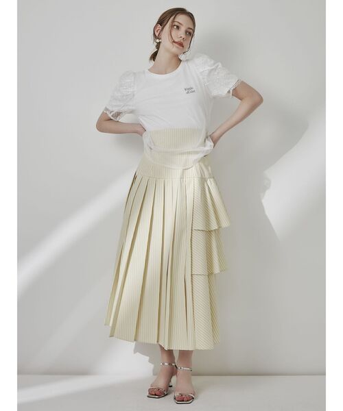 dazzlin（ダズリン）の「サイドティアードプリーツスカート（スカート・レディース・オフホワイト/イエロー/ブルー・SMALL/MEDIUM）」の5枚目の写真