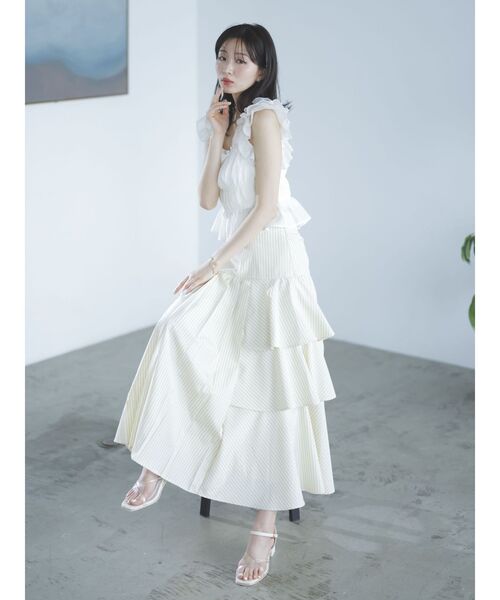 dazzlin（ダズリン）の「サイドティアードプリーツスカート（スカート・レディース・オフホワイト/イエロー/ブルー・SMALL/MEDIUM）」の6枚目の写真