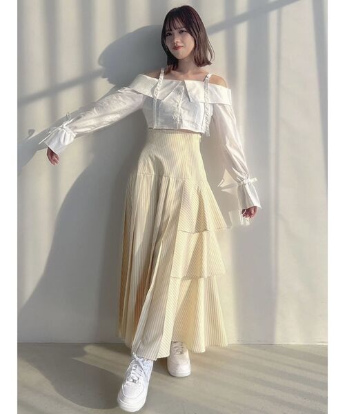 dazzlin（ダズリン）の「サイドティアードプリーツスカート（スカート・レディース・オフホワイト/イエロー/ブルー・SMALL/MEDIUM）」の8枚目の写真