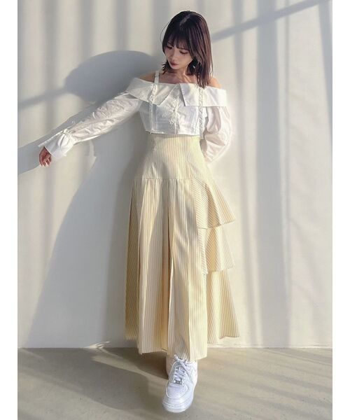 dazzlin（ダズリン）の「サイドティアードプリーツスカート（スカート・レディース・オフホワイト/イエロー/ブルー・SMALL/MEDIUM）」の9枚目の写真