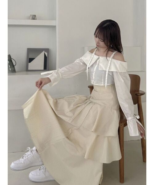 dazzlin（ダズリン）の「サイドティアードプリーツスカート（スカート・レディース・オフホワイト/イエロー/ブルー・SMALL/MEDIUM）」の10枚目の写真