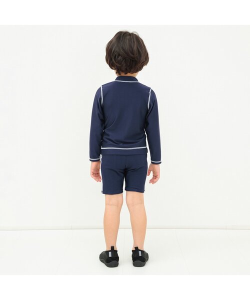 BREEZE（ブリーズ）の「【UVカット】前開き長袖ラッシュガード（ラッシュガード・キッズ・ライトグレー/レインボー/ライム/ネイビー/オレンジ・80/90/100/110/120/130/140/150）」の7枚目の写真