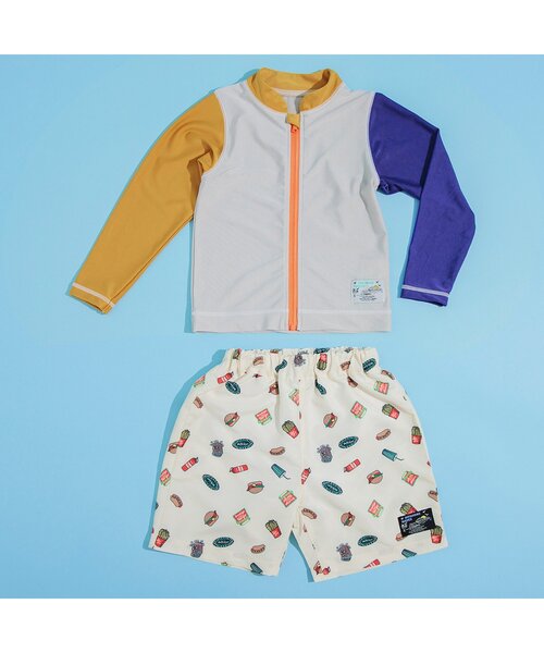 BREEZE（ブリーズ）の「【UVカット】前開き長袖ラッシュガード（ラッシュガード・キッズ・ライトグレー/レインボー/ライム/ネイビー/オレンジ・80/90/100/110/120/130/140/150）」の9枚目の写真