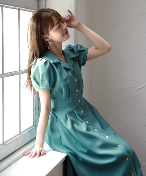 Cheek（チーク）の「半袖開襟シャツワンピース（シャツワンピース・レディース・ミント/ネイビー/オレンジ/ブルー・MEDIUM）」の19枚目の写真