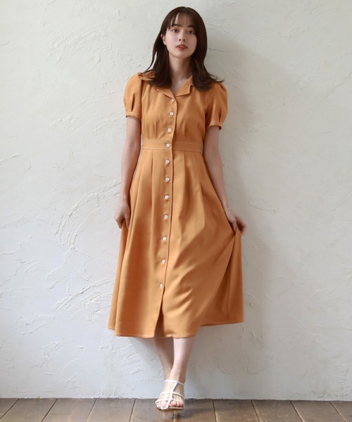 Cheek（チーク）の「半袖開襟シャツワンピース（シャツワンピース・レディース・ミント/ネイビー/オレンジ/ブルー・MEDIUM）」の12枚目の写真