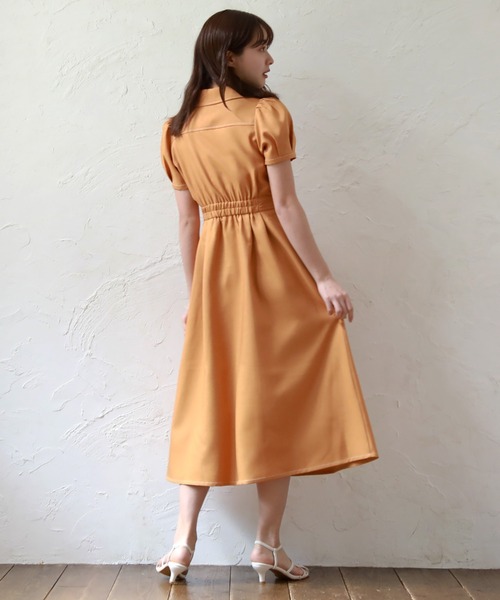 Cheek（チーク）の「半袖開襟シャツワンピース（シャツワンピース・レディース・ミント/ネイビー/オレンジ/ブルー・MEDIUM）」の13枚目の写真