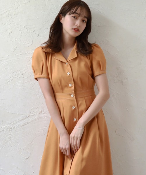 Cheek（チーク）の「半袖開襟シャツワンピース（シャツワンピース・レディース・ミント/ネイビー/オレンジ/ブルー・MEDIUM）」の14枚目の写真