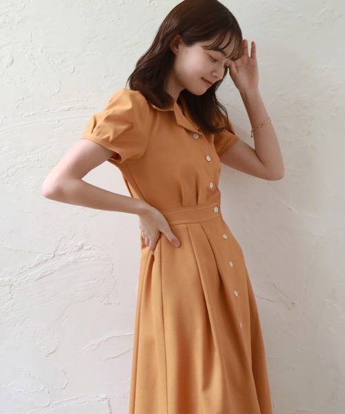 Cheek（チーク）の「半袖開襟シャツワンピース（シャツワンピース・レディース・ミント/ネイビー/オレンジ/ブルー・MEDIUM）」の16枚目の写真