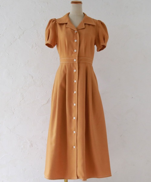 Cheek（チーク）の「半袖開襟シャツワンピース（シャツワンピース・レディース・ミント/ネイビー/オレンジ/ブルー・MEDIUM）」の17枚目の写真