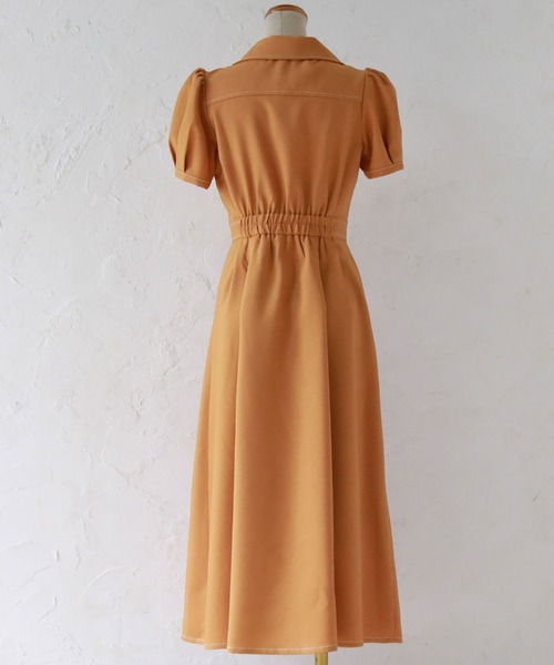 Cheek（チーク）の「半袖開襟シャツワンピース（シャツワンピース・レディース・ミント/ネイビー/オレンジ/ブルー・MEDIUM）」の9枚目の写真