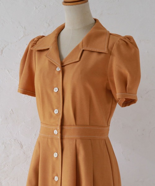 Cheek（チーク）の「半袖開襟シャツワンピース（シャツワンピース・レディース・ミント/ネイビー/オレンジ/ブルー・MEDIUM）」の10枚目の写真