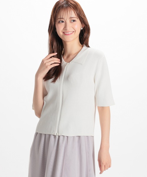 Honeys（ハニーズ）の「衿付きジップカーディガン（カーディガン/ボレロ・レディース・ホワイト/ブルー/ブラック/イエロー系その他・S/M/L）」の21枚目の写真