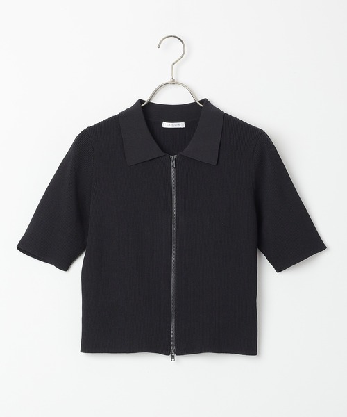 Honeys（ハニーズ）の「衿付きジップカーディガン（カーディガン/ボレロ・レディース・ホワイト/ブルー/ブラック/イエロー系その他・S/M/L）」の5枚目の写真