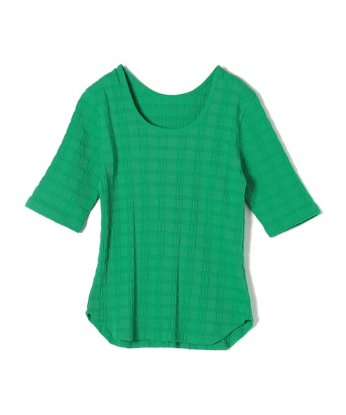 SHIPS(シップス)の「【WEB限定】〈洗濯機可能〉ランダム テレコ 5分袖 プルオーバー(Tシャツ/カットソー・レディース・グリーン/オフホワイト/ブラック・ONE SIZE)」の8枚目の写真