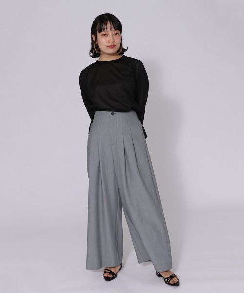 ketty cherie（ケティシェリー）の「TRライトツイルタックワイドパンツ ≪手洗い可能≫（スラックス・レディース・ブラック/グレー・M）」の3枚目の写真