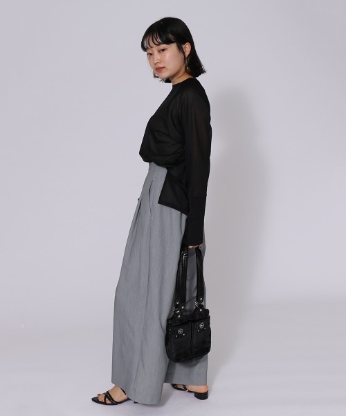 ketty cherie（ケティシェリー）の「TRライトツイルタックワイドパンツ ≪手洗い可能≫（スラックス・レディース・ブラック/グレー・M）」の4枚目の写真
