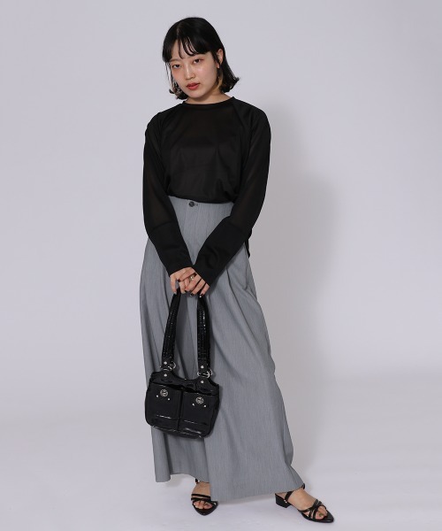 ketty cherie（ケティシェリー）の「TRライトツイルタックワイドパンツ ≪手洗い可能≫（スラックス・レディース・ブラック/グレー・M）」の5枚目の写真