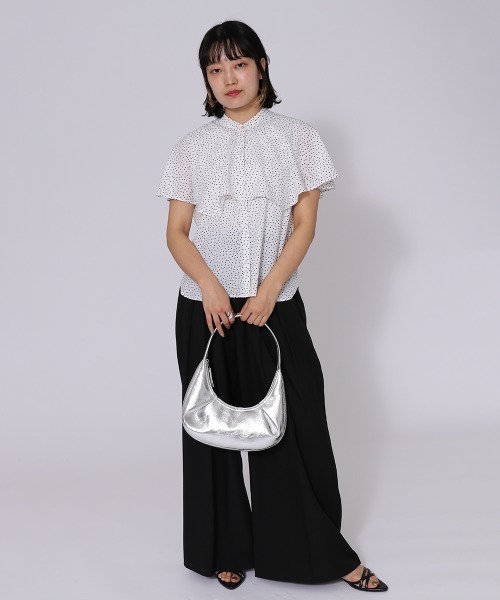 ketty cherie（ケティシェリー）の「TRライトツイルタックワイドパンツ ≪手洗い可能≫（スラックス・レディース・ブラック/グレー・M）」の6枚目の写真